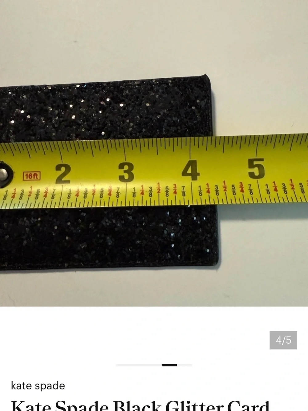 kate spade Greta Court Black Glitter card holder -EUC